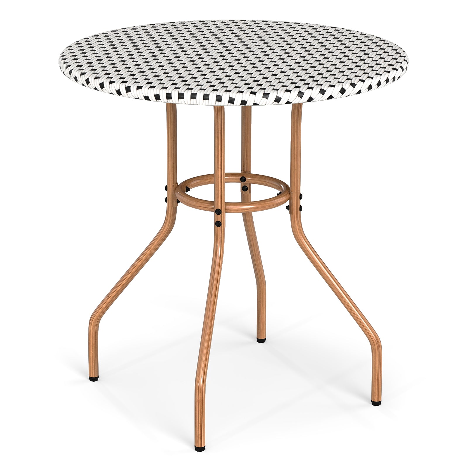 27.5 inch Outdoor Bistro Table with Heavy Duty Metal Frame and Adjustable Foot Pads-white