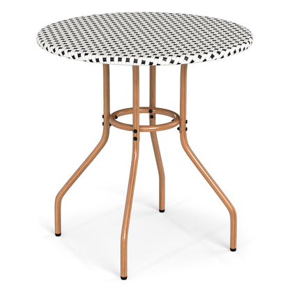 27.5 inch Outdoor Bistro Table with Heavy Duty Metal Frame and Adjustable Foot Pads-white