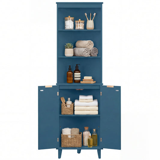 68 Inch Tall Bathroom Floor Storage Cabinet with Fluted Doors