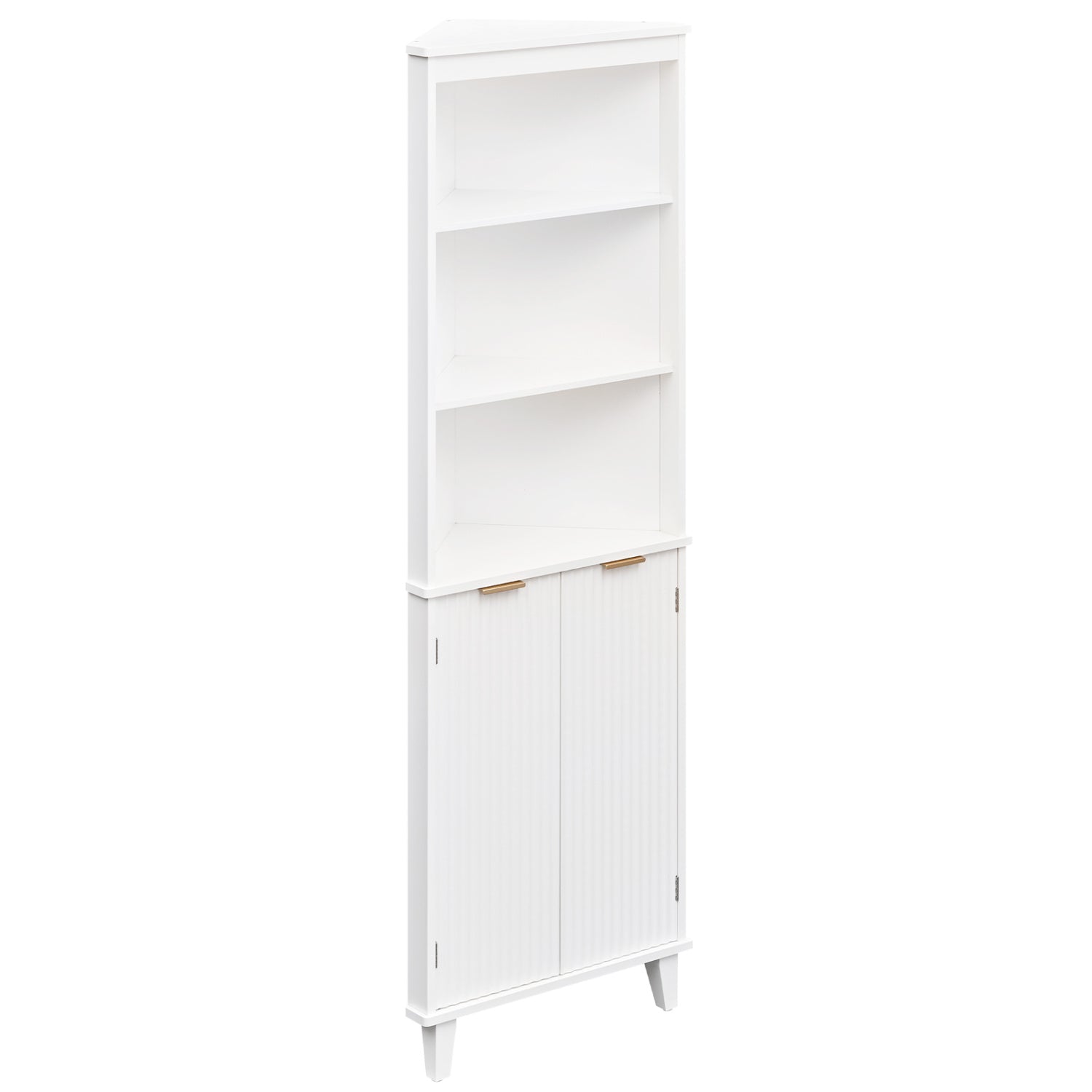68 Inch Tall Bathroom Floor Storage Cabinet with Fluted Doors