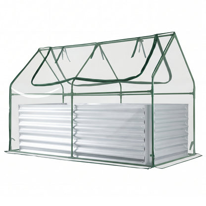 68 x 33 x 21 Inch Galvanized Raised Garden Bed with Cover-Silver