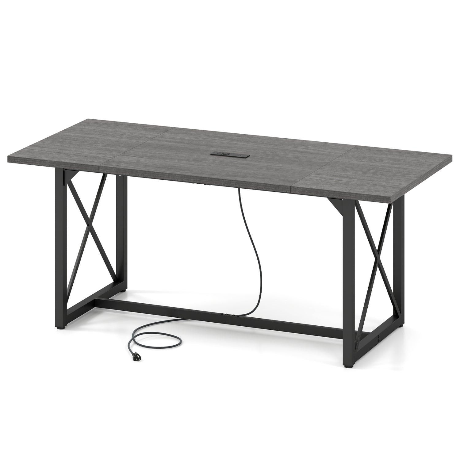 6FT Conference Table with Power Outlets Seats 6-8 People for Office