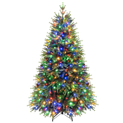 6FT Pre-Lit Artificial Christmas Tree with Warm White and Multicolor LED Lights