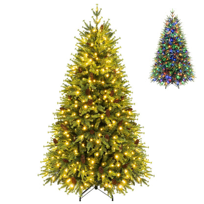6FT Pre-Lit Artificial Christmas Tree with Warm White and Multicolor LED Lights
