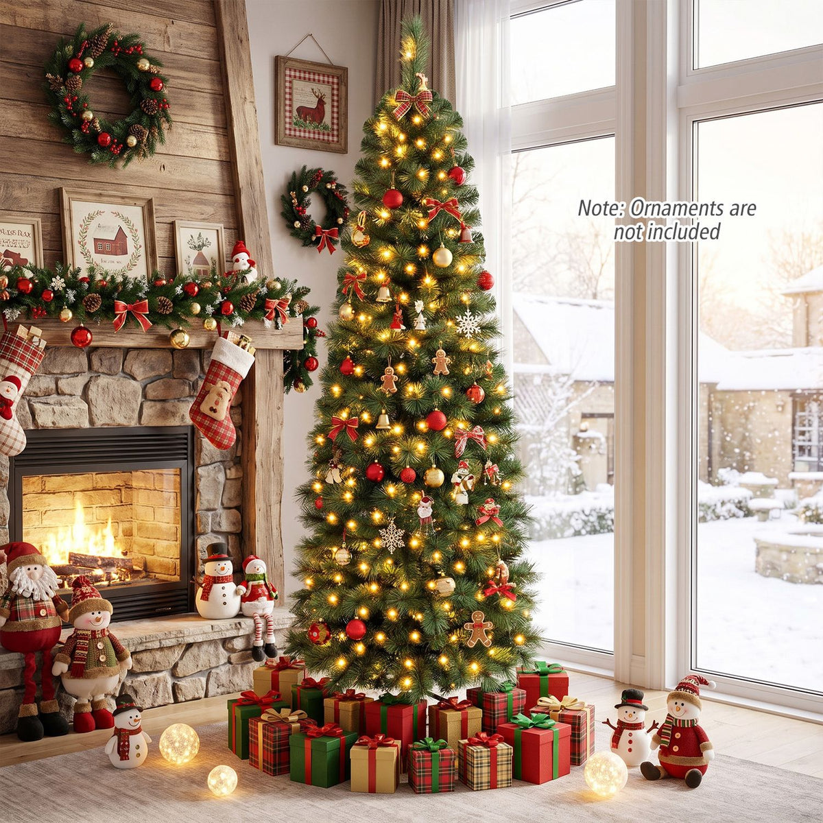 6FT Pre-Lit Half Artificial Christmas Tree with 120 Warm White LED Lights