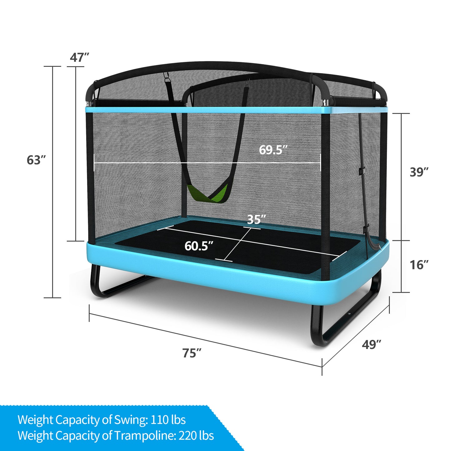 6 Feet Kids Entertaining Trampoline with Swing Safety Fence