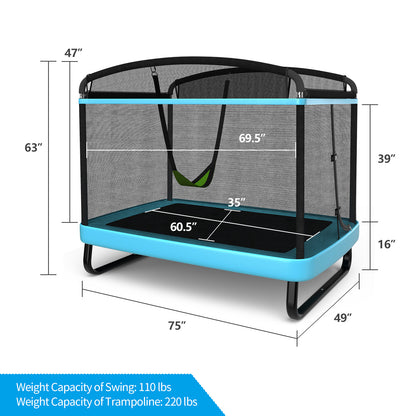 6 Feet Kids Entertaining Trampoline with Swing Safety Fence