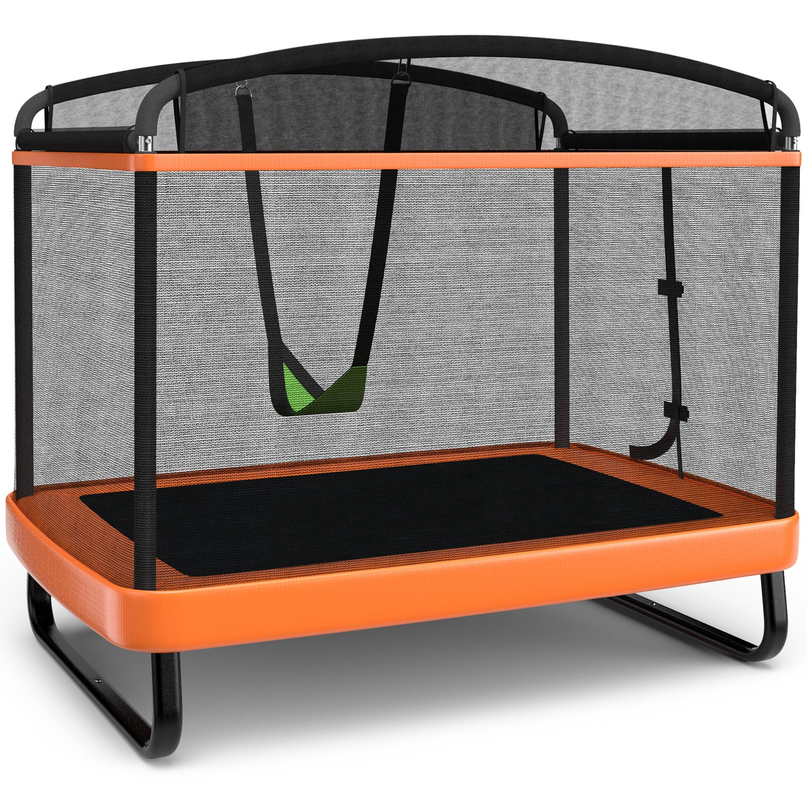 6 Feet Kids Entertaining Trampoline with Swing Safety Fence-Blue - Orange