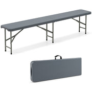 6 Feet Plastic Folding Bench Portable Seat with Handle and Lock-Gray