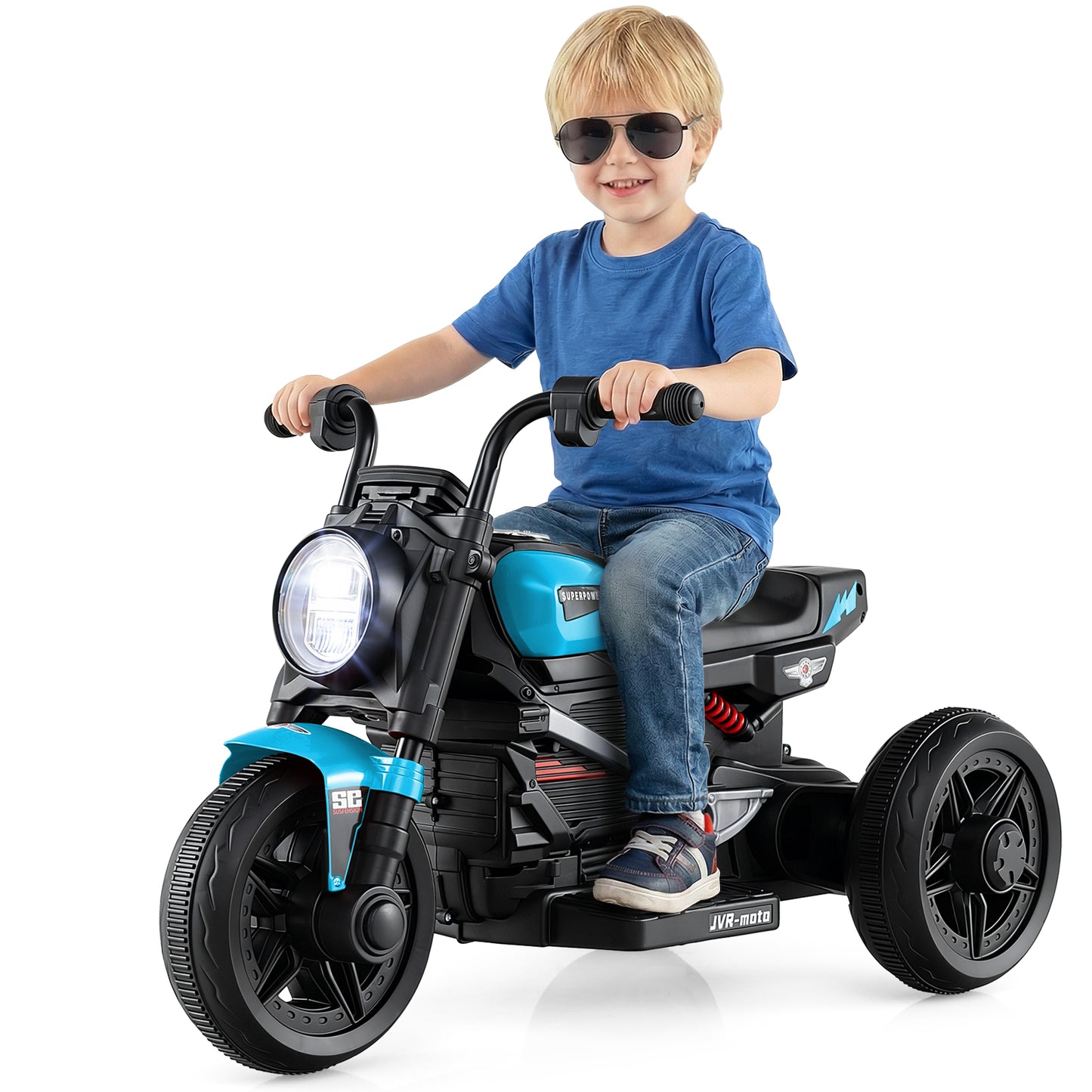 6V Kids Electric Motorcycle with LED Headlight and Music for Toddlers Aged 3-5-Blue