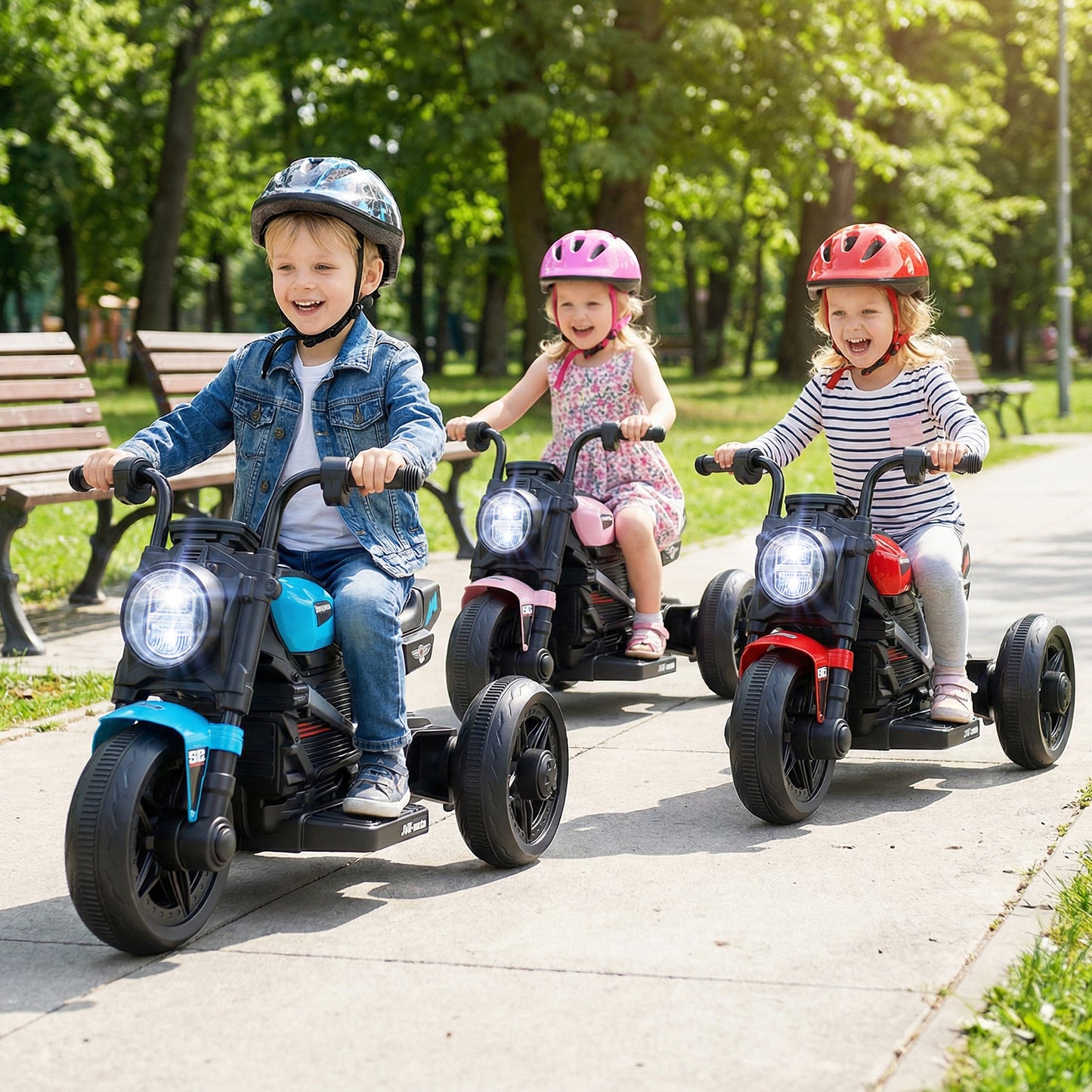6V Kids Electric Motorcycle with LED Headlight and Music for Toddlers Aged 3-5-Blue
