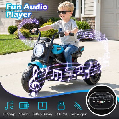 6V Kids Electric Motorcycle with LED Headlight and Music for Toddlers Aged 3-5-Blue