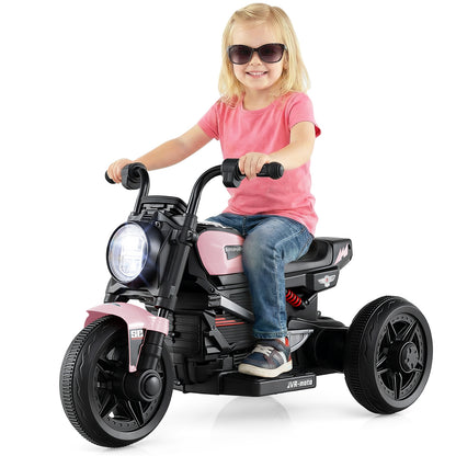 6V Kids Electric Motorcycle with LED Headlight and Music for Toddlers Aged 3-5-Pink