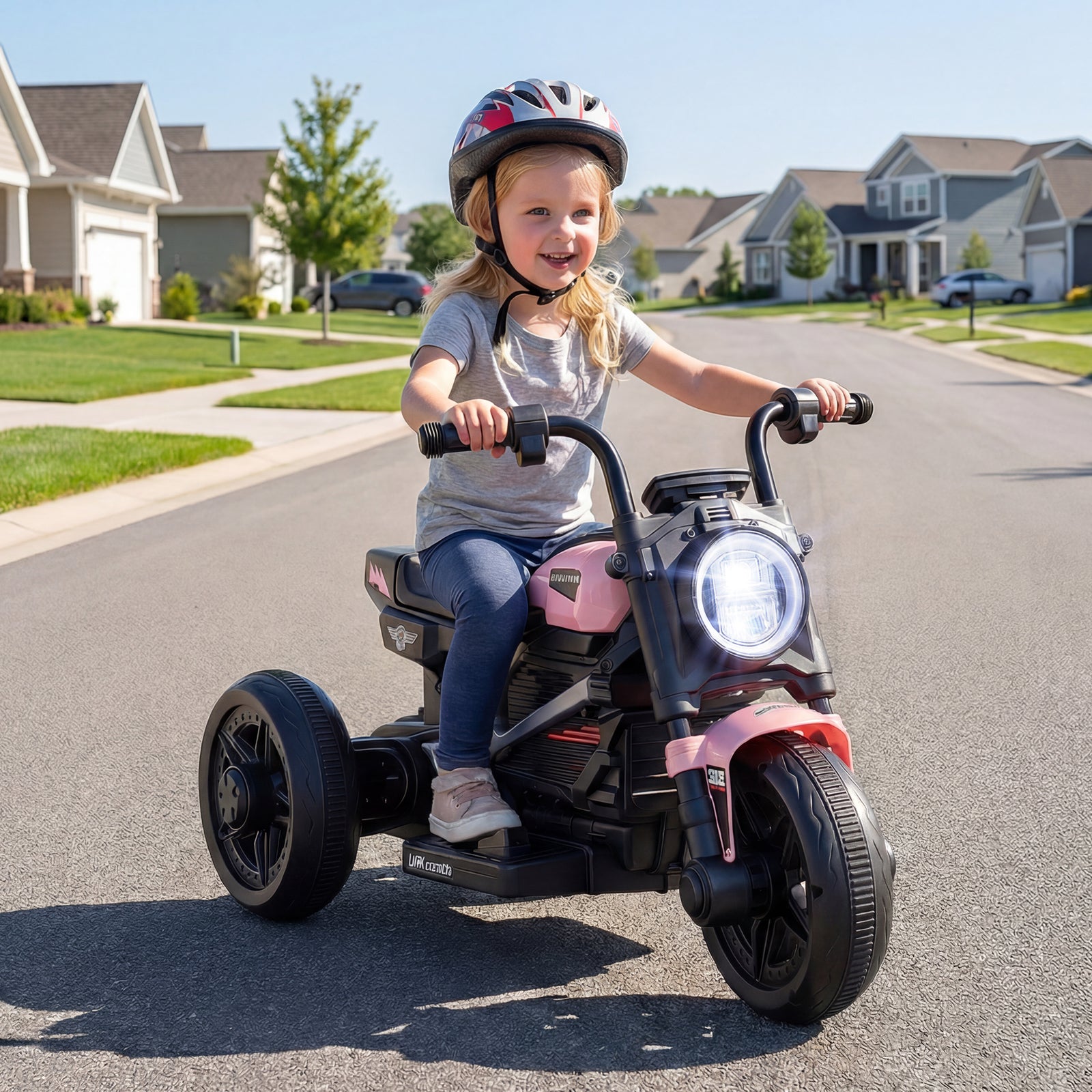 6V Kids Electric Motorcycle with LED Headlight and Music for Toddlers Aged 3-5-Pink