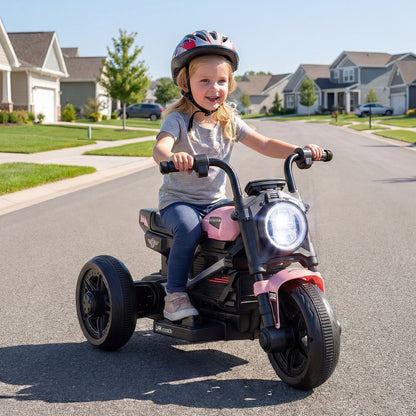 6V Kids Electric Motorcycle with LED Headlight and Music for Toddlers Aged 3-5-Pink