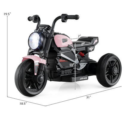 6V Kids Electric Motorcycle with LED Headlight and Music for Toddlers Aged 3-5-Pink