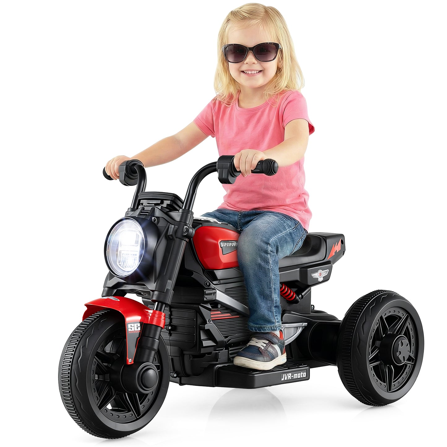 6V Kids Electric Motorcycle with LED Headlight and Music for Toddlers Aged 3-5-Red