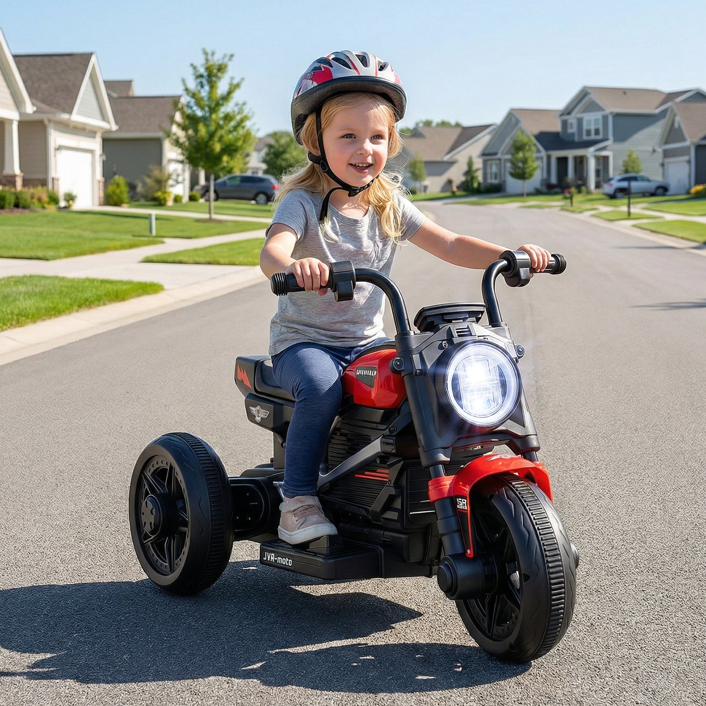 6V Kids Electric Motorcycle with LED Headlight and Music for Toddlers Aged 3-5-Red