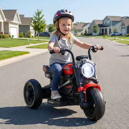 6V Kids Electric Motorcycle with LED Headlight and Music for Toddlers Aged 3-5-Red