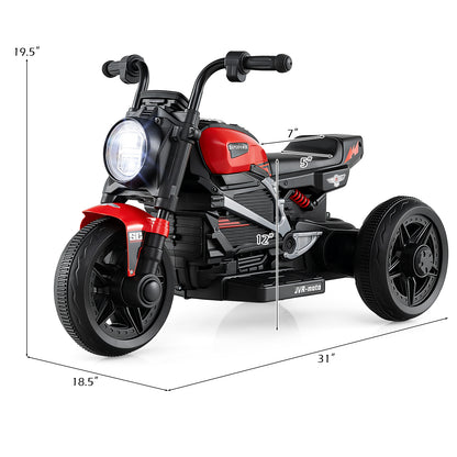 6V Kids Electric Motorcycle with LED Headlight and Music for Toddlers Aged 3-5-Red