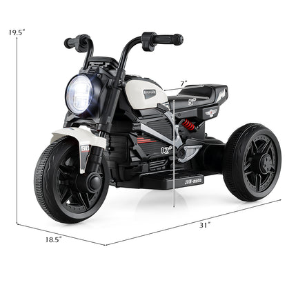 6V Kids Electric Motorcycle with LED Headlight and Music for Toddlers Aged 3-5-White