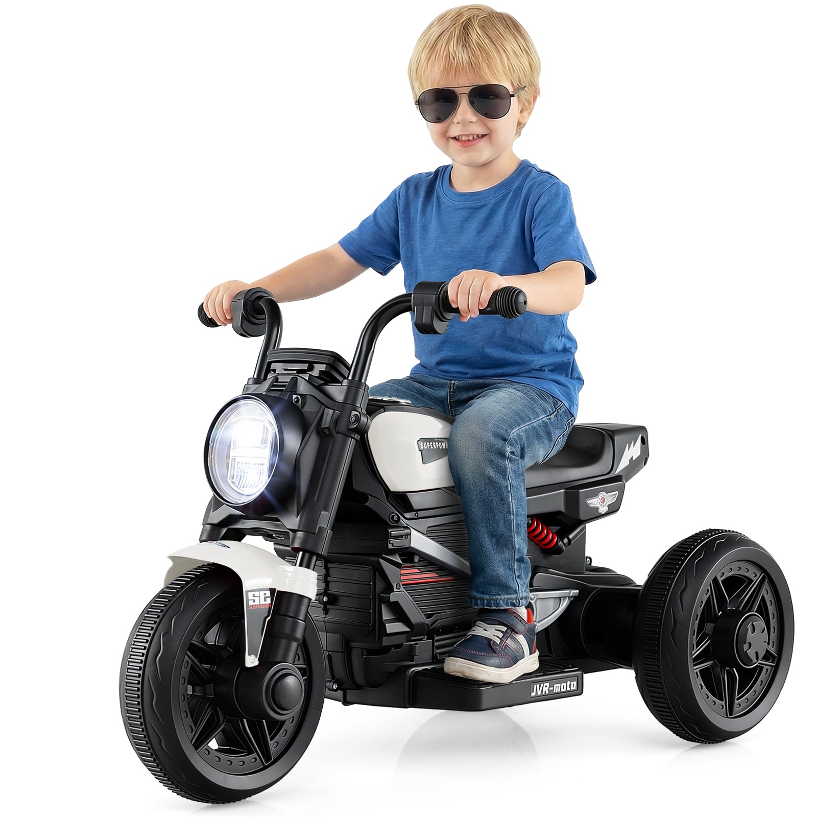 6V Kids Electric Motorcycle with LED Headlight and Music for Toddlers Aged 3-5-White