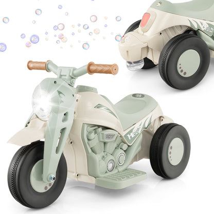 6V Kids Electric Ride on Motorcycle with Bubble Maker and Music-Pink and Purple - Beige