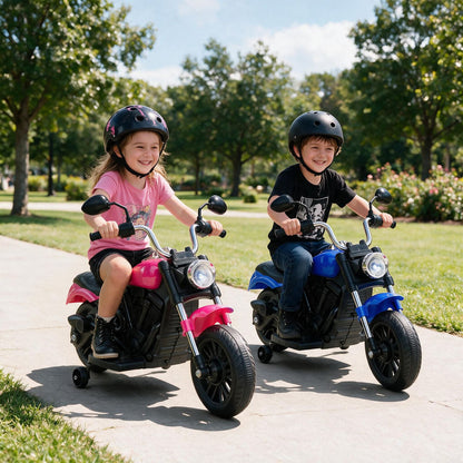6V Kids Motorcycle with Detachable Training Wheels and Music for Ages 2-5