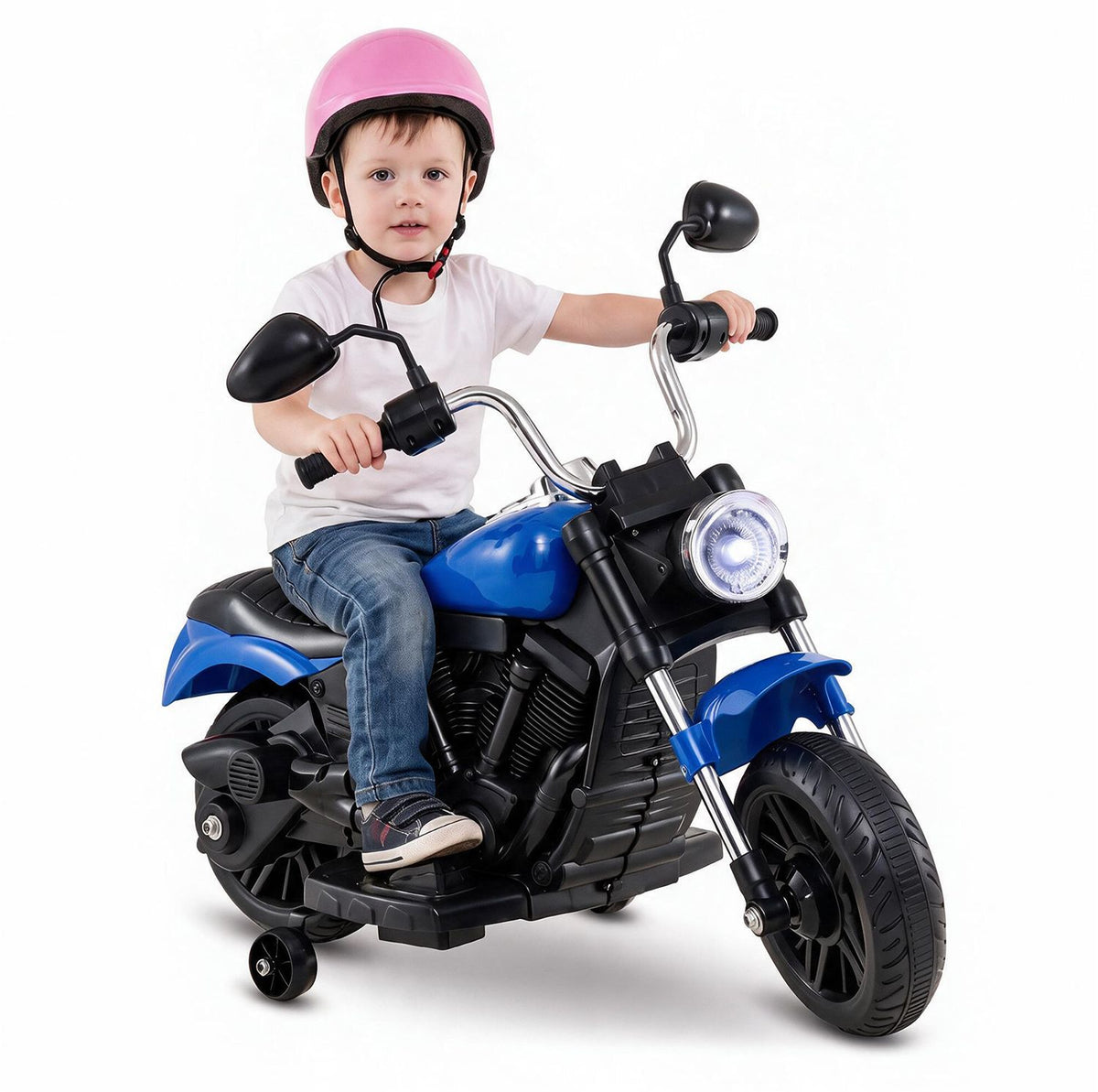 6V Kids Motorcycle with Detachable Training Wheels and Music for Ages 2-5