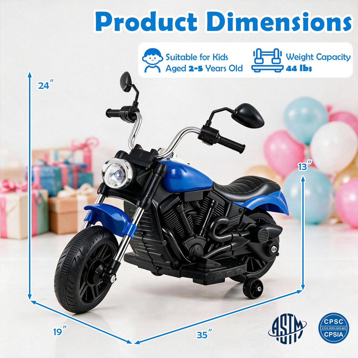 6V Kids Motorcycle with Detachable Training Wheels and Music for Ages 2-5