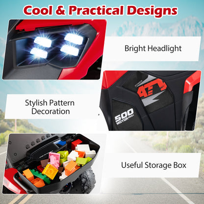 6V Kids Ride On ATV with Spray Function and Storage Box with Music-Red