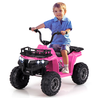 6V Kids Ride On Electric ATV with LED Headlights and MP3 Player-Black - Pink