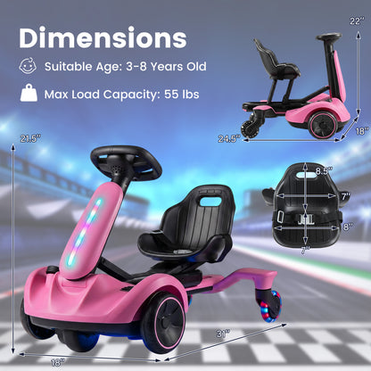 6V Kids Drift Car with Lights and Adjustable Seat