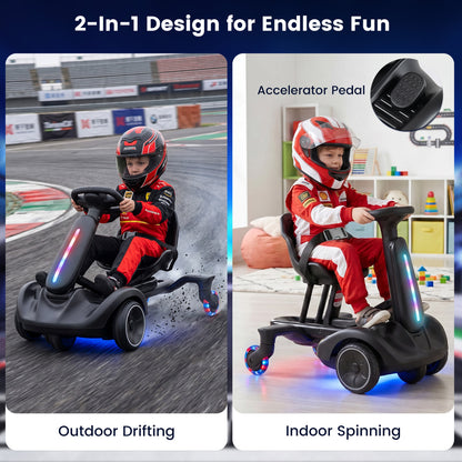 6V Kids Drift Car with Lights and Adjustable Seat