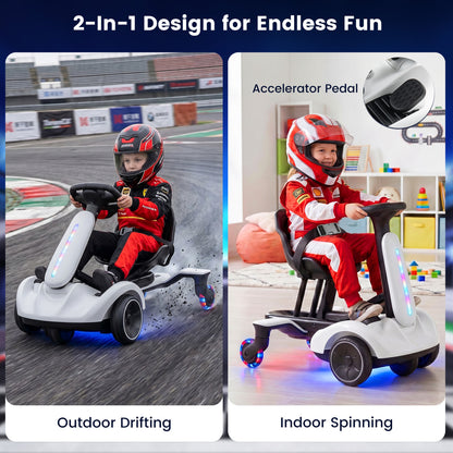 6V Kids Drift Car with Lights and Adjustable Seat