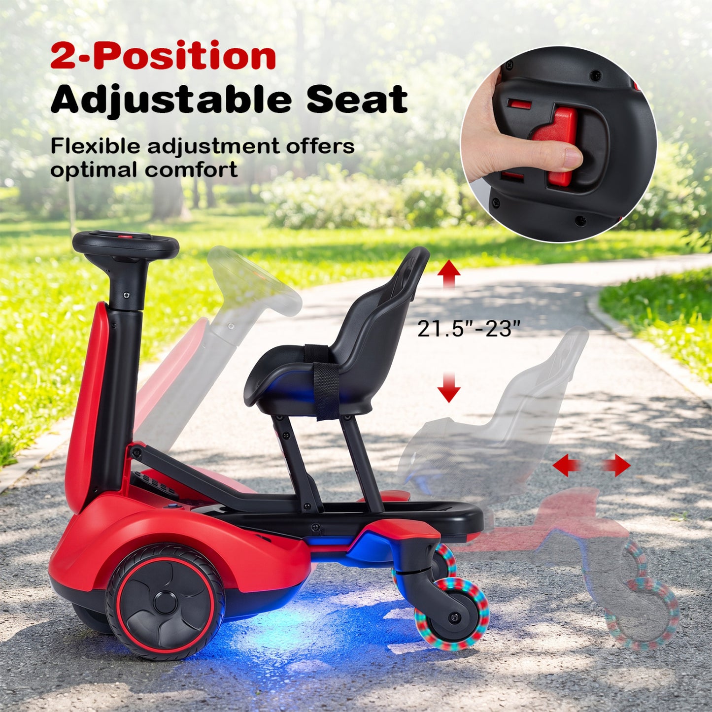 6V Kids Drift Car with Lights and Adjustable Seat