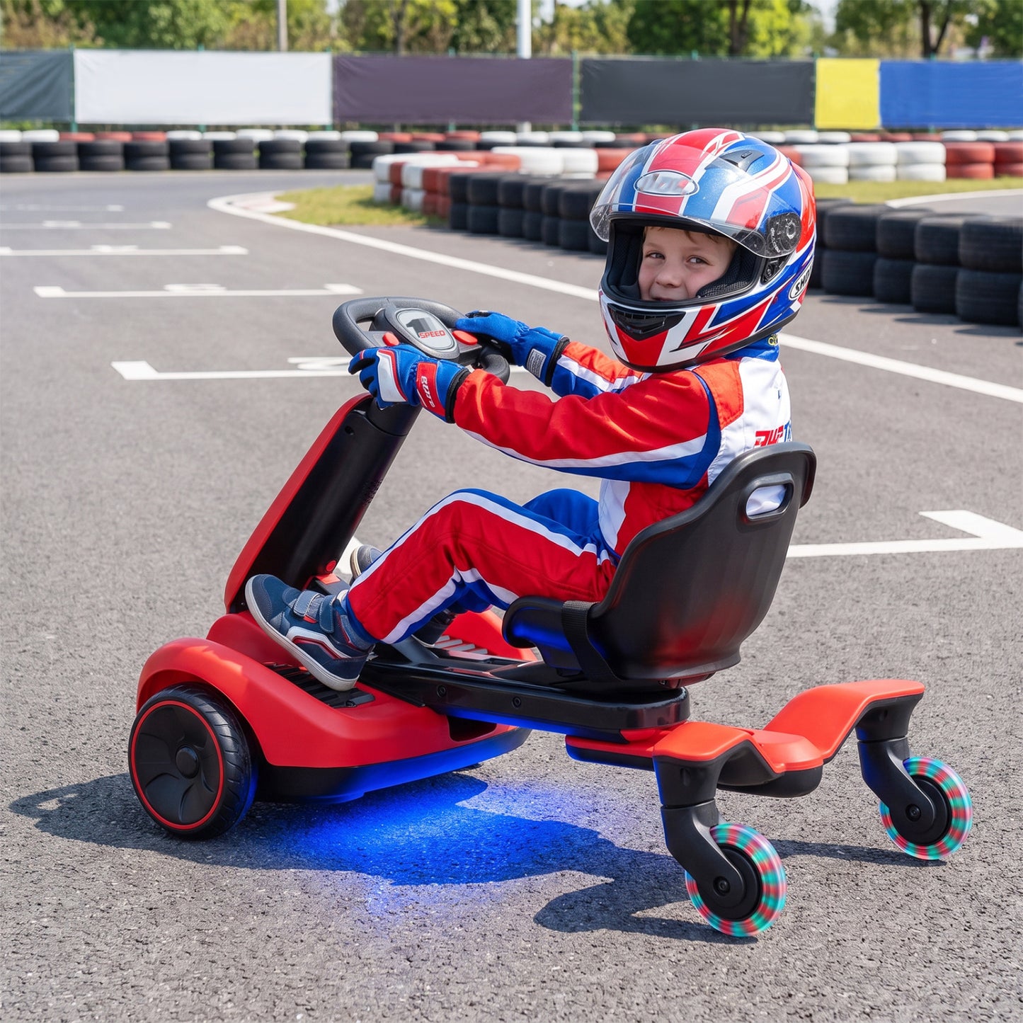 6V Kids Drift Car with Lights and Adjustable Seat