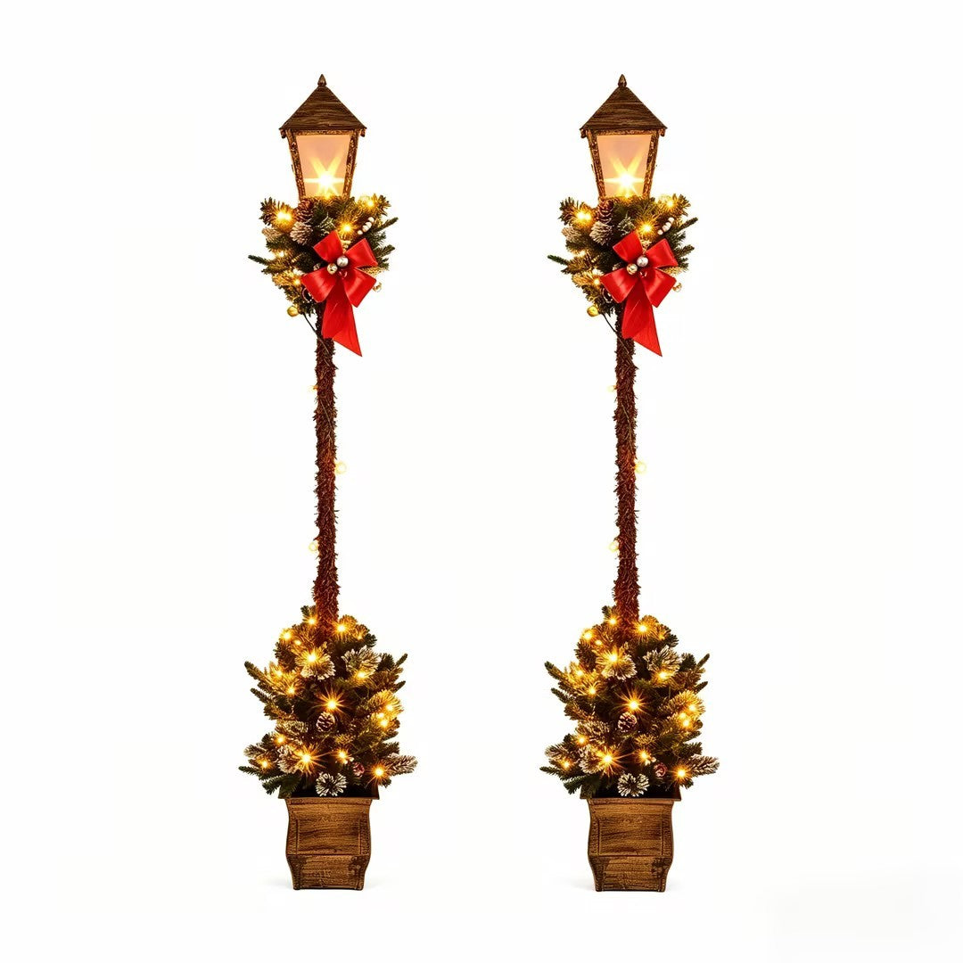 Pre-Lit Christmas Street Lamp Set of 2 - 6.1 Feet Tall