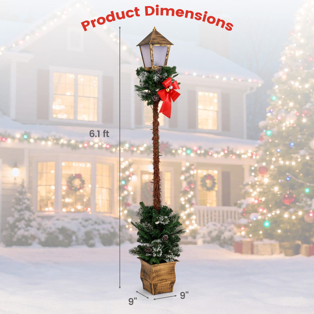 Pre-Lit Christmas Street Lamp Set of 2 - 6.1 Feet Tall