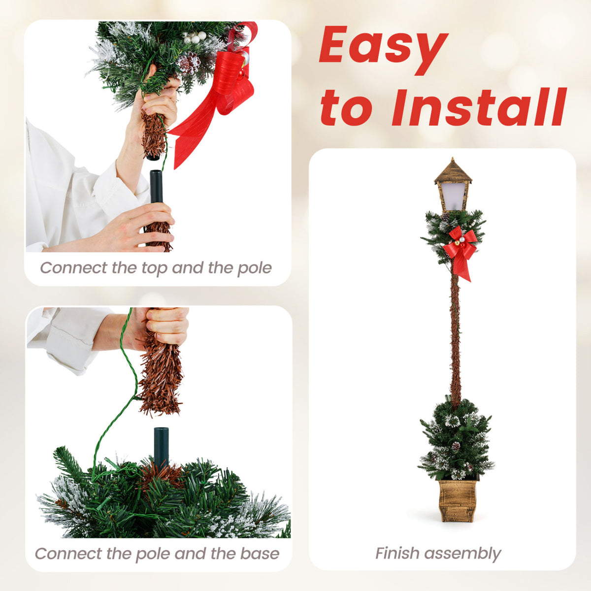 Pre-Lit Christmas Street Lamp Set of 2 - 6.1 Feet Tall