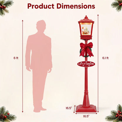 6.1 ft Musical Christmas Streetlight with LED Lights for Home Yard Porch-Red
