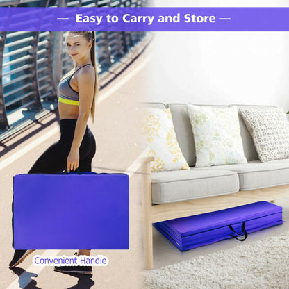 Folding Gymnastics Tumbling Gym Mat-Purple