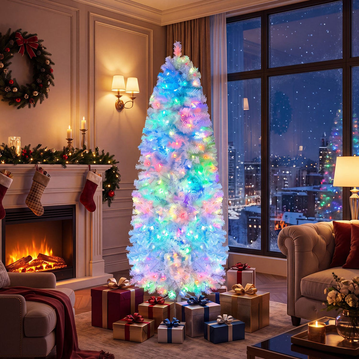 7.5 FT Smart Pencil Christmas Tree with Remote and APP