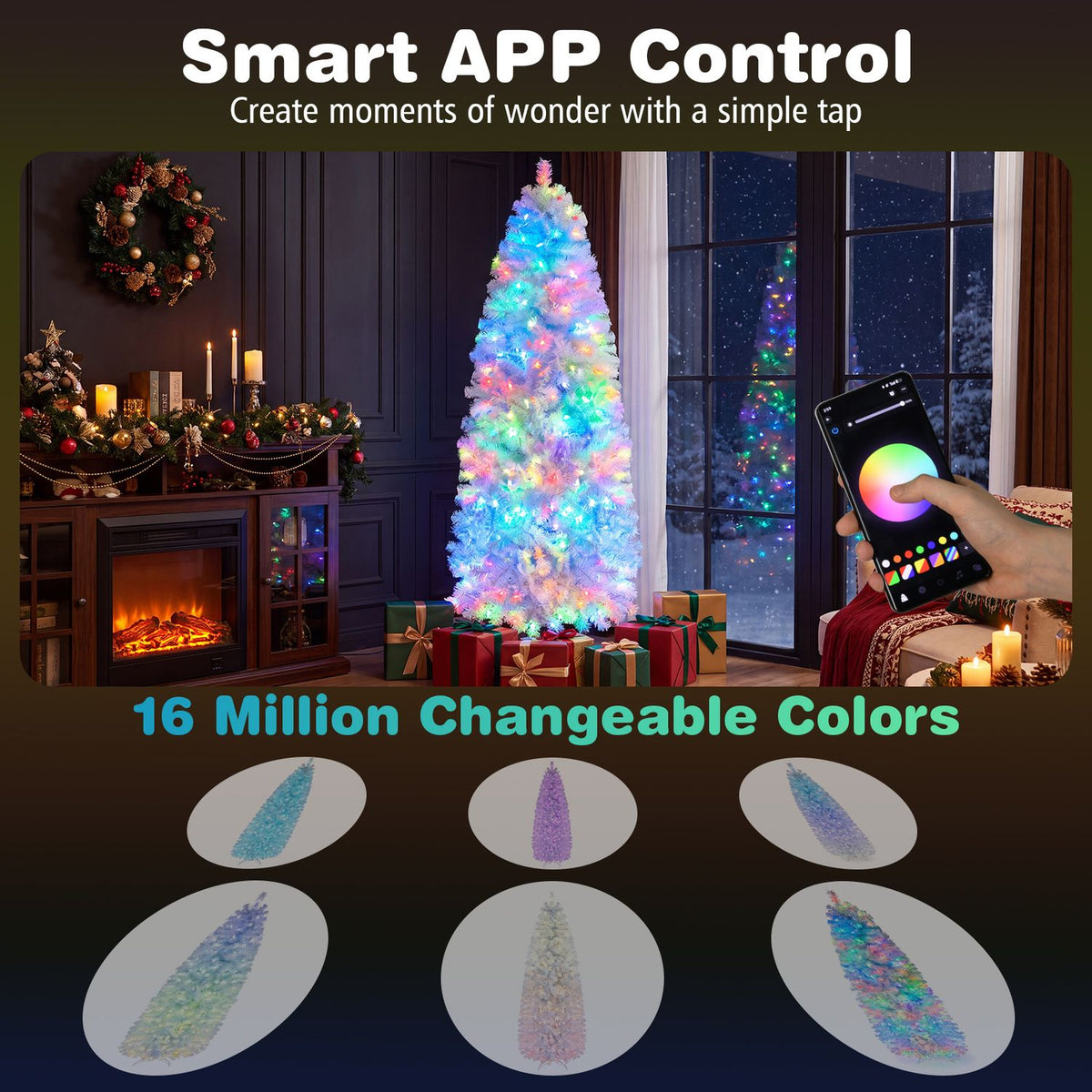 7.5 FT Smart Pencil Christmas Tree with Remote and APP
