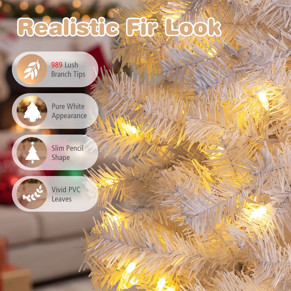 7.5 FT Smart Pencil Christmas Tree with Remote and APP