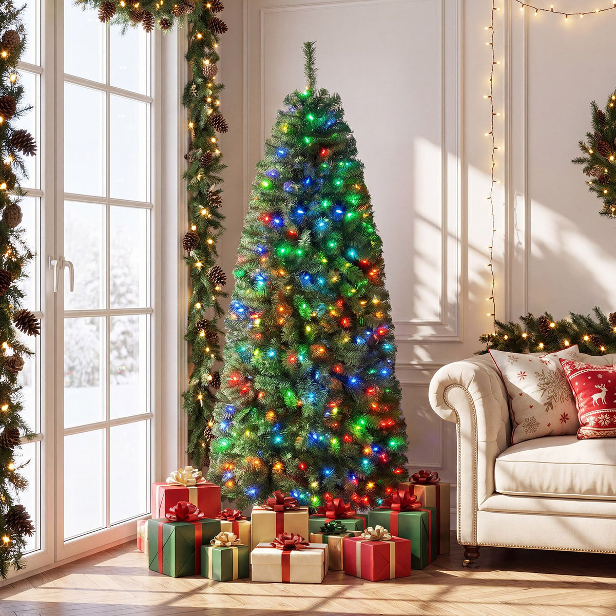 6.3 FT Smart Pencil Christmas Tree with Pre