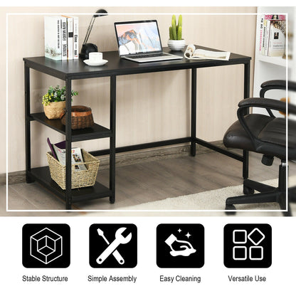47 Inch Computer Desk Office Study Table Workstation Home with Adjustable Shelf Black-M