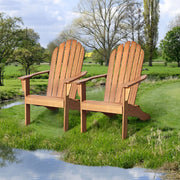 Acacia Wood Outdoor Adirondack Chair with Ergonomic Design-Natural