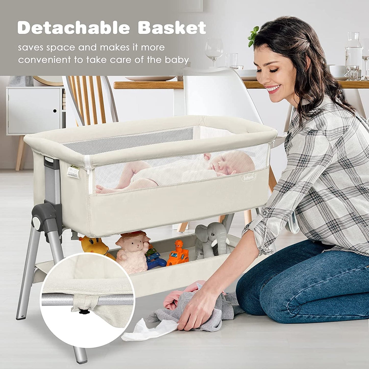 Portable Baby Bedside Sleeper with Adjustable Heights and Angle - Default
