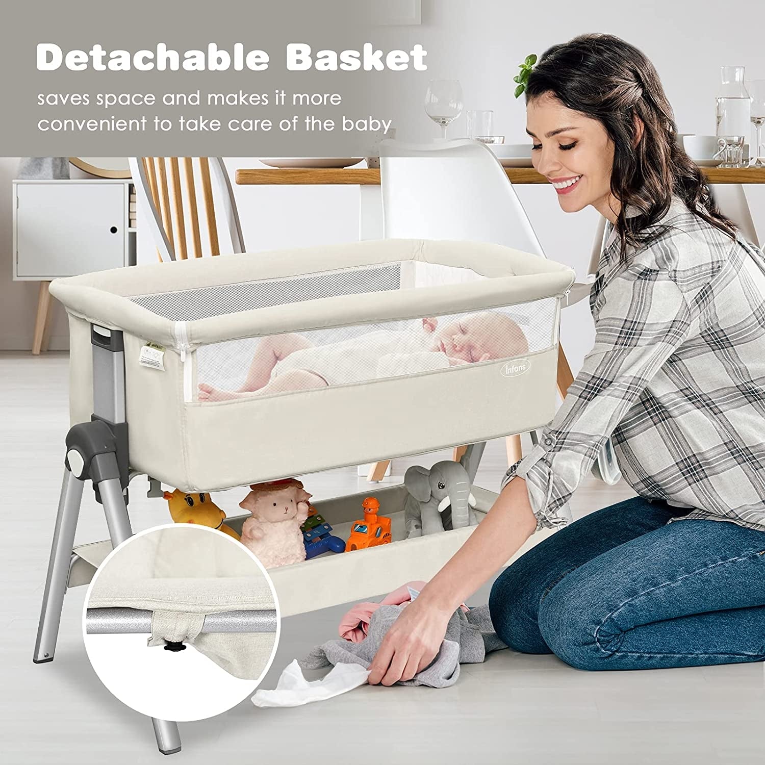 Portable Baby Bedside Sleeper with Adjustable Heights and Angle - Default